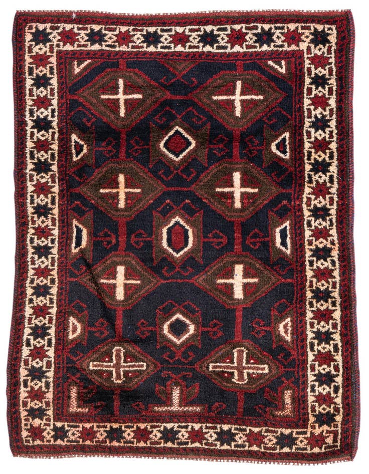 Detail image of 3' x 4' 6 Hand Knotted Balouch Persian Wool Rug