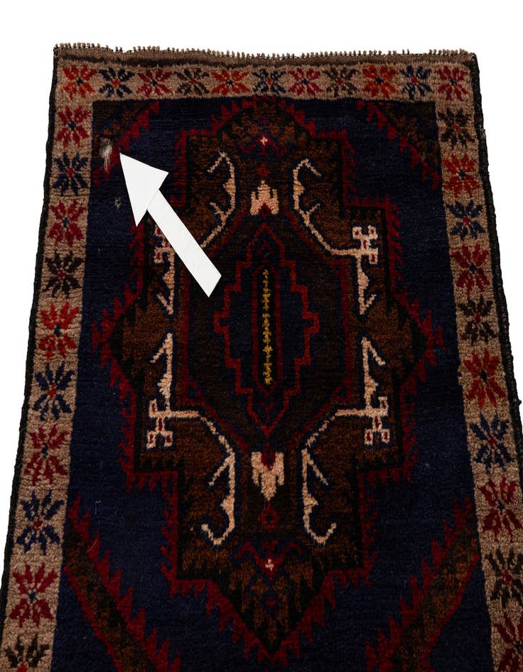 Detail image of 2' 10 x 4' 8  Hand Knotted Balouch Persian Wool Rug