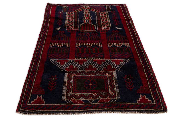 2' 10 x 4' 6 Hand Knotted Balouch Persian Wool Rug