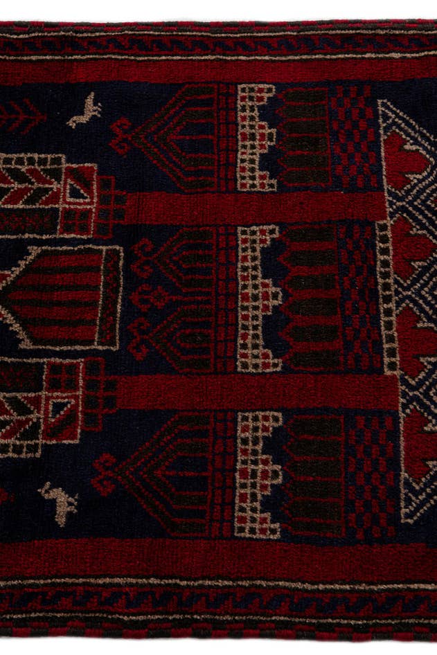 Detail image of 2' 10 x 4' 6 Hand Knotted Balouch Persian Wool Rug
