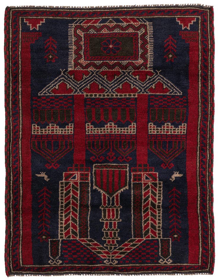 Detail image of 2' 10 x 4' 6 Hand Knotted Balouch Persian Wool Rug