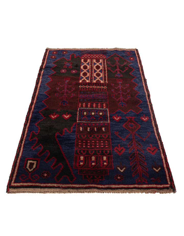 2' 10 x 4' 5 Hand Knotted Balouch Persian Wool Rug