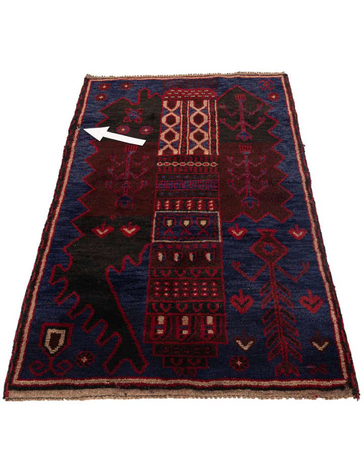 2' 10 x 4' 5 Hand Knotted Balouch Persian Wool Rug