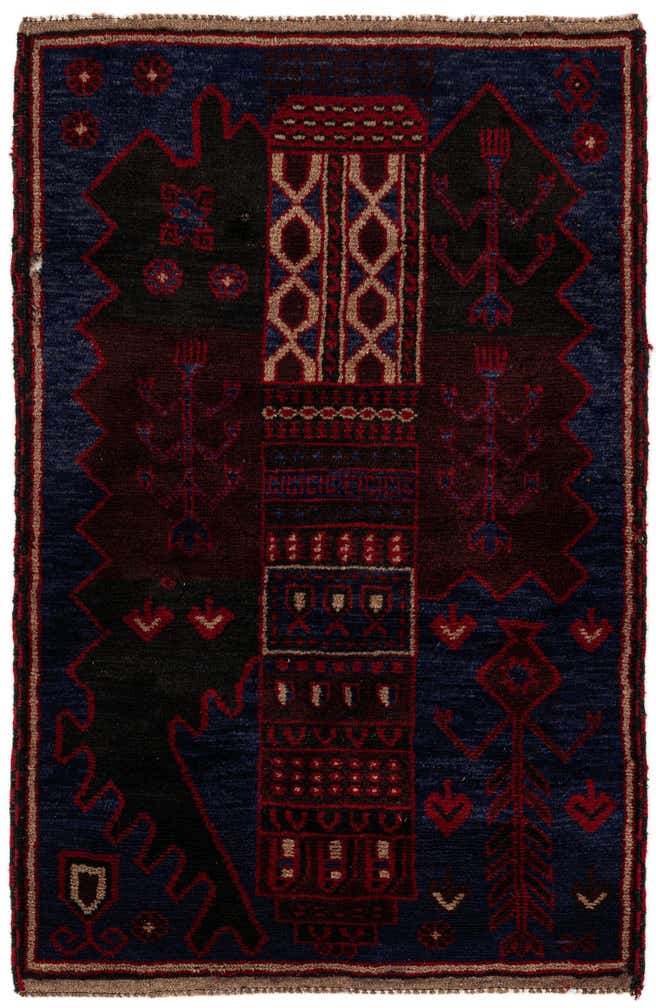 2' 10 x 4' 5 Hand Knotted Balouch Persian Wool Rug