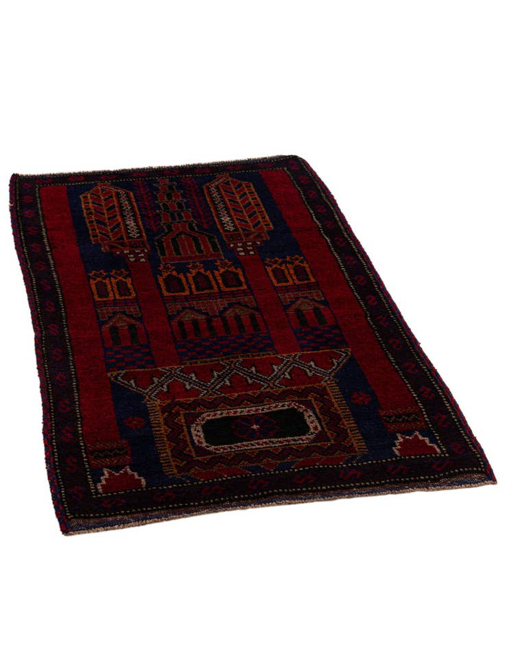 Detail image of 2' 10 x 4' 7 Hand Knotted Balouch Persian Wool Rug