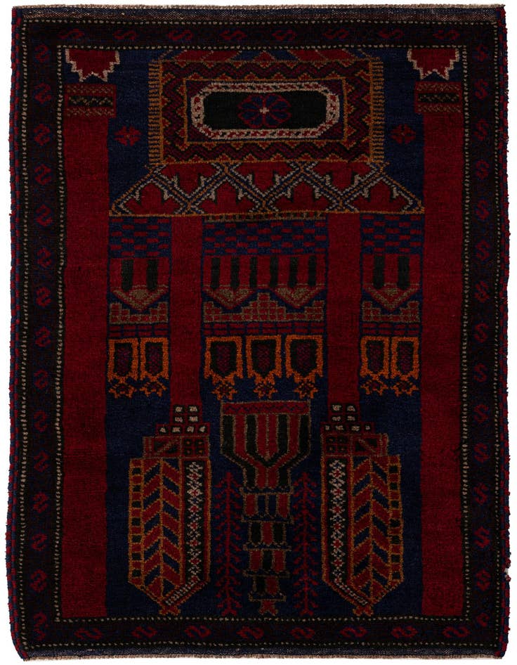 Detail image of 2' 10 x 4' 7 Hand Knotted Balouch Persian Wool Rug