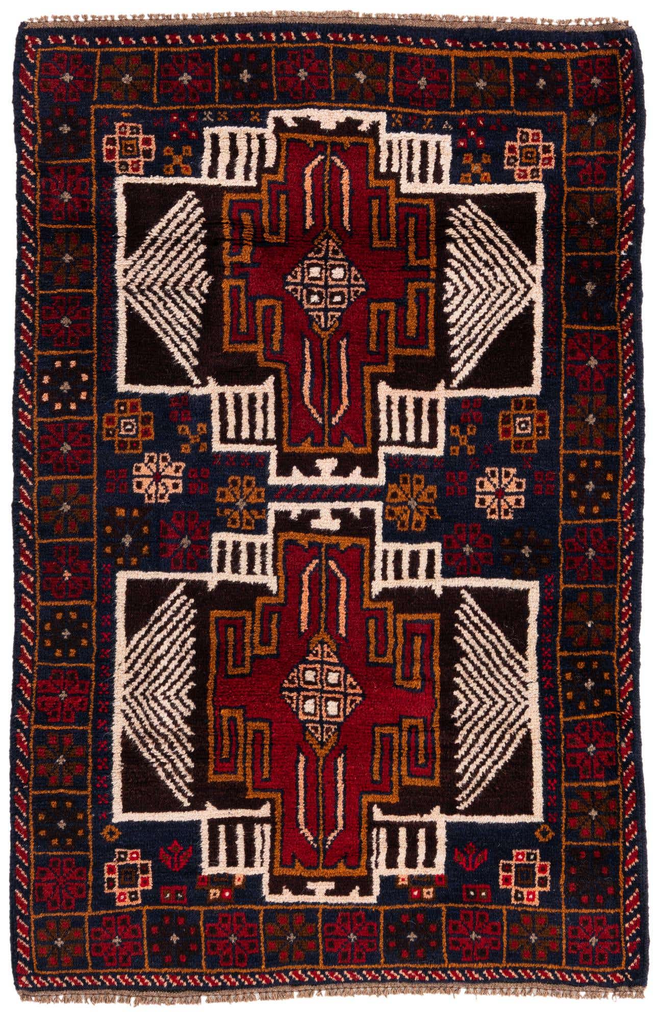 2' 10 x 4' 5 Hand Knotted Balouch Persian Wool Rug