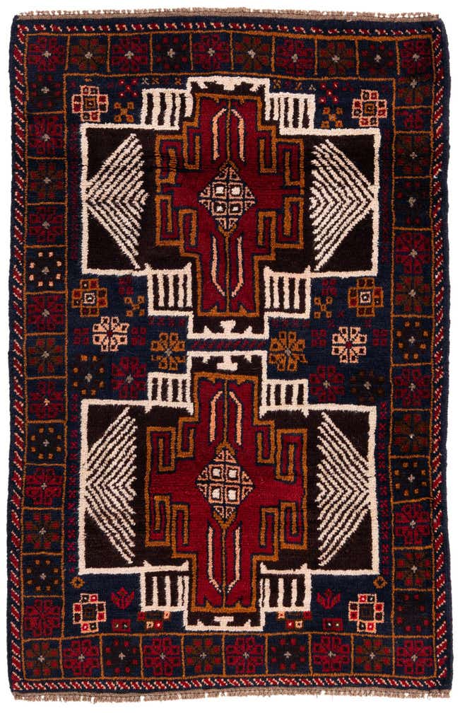 2' 10 x 4' 5 Hand Knotted Balouch Persian Wool Rug