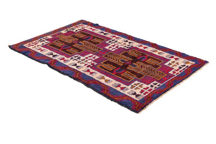 3' x 4' 9 Hand Knotted Balouch Persian Wool Rug