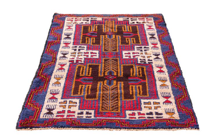 3' x 4' 9 Hand Knotted Balouch Persian Wool Rug
