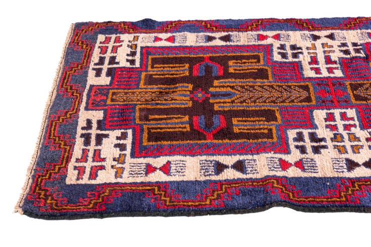 Detail image of 3' x 4' 9 Hand Knotted Balouch Persian Wool Rug