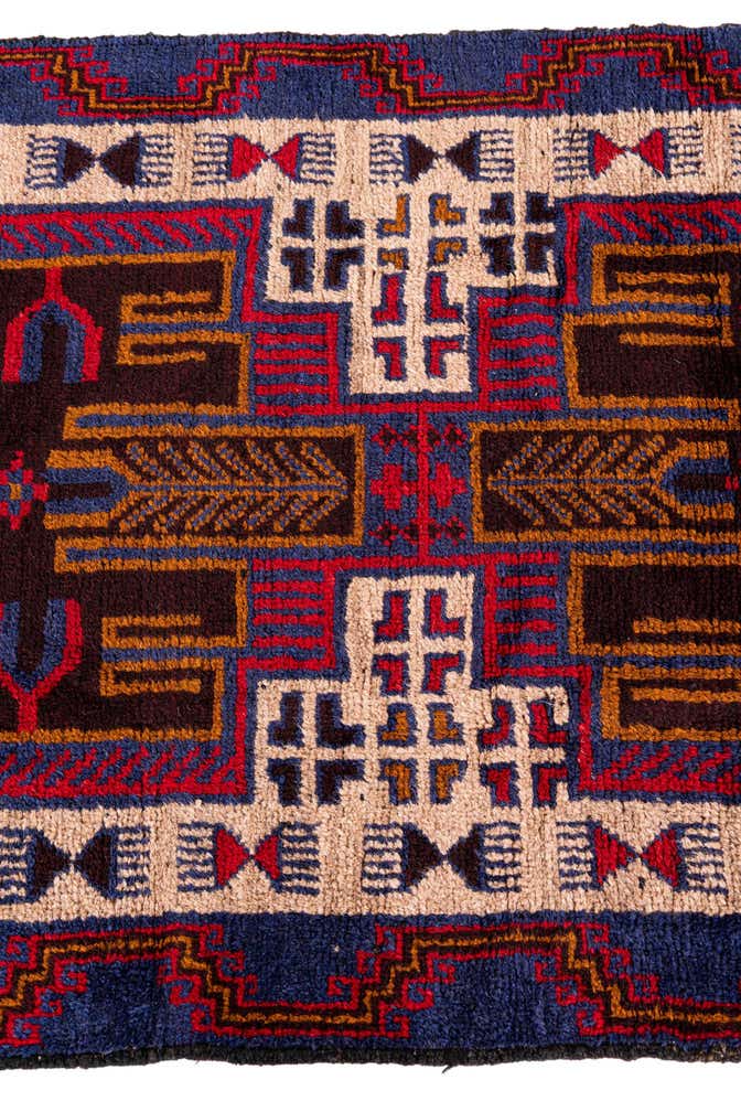 3' x 4' 9 Hand Knotted Balouch Persian Wool Rug