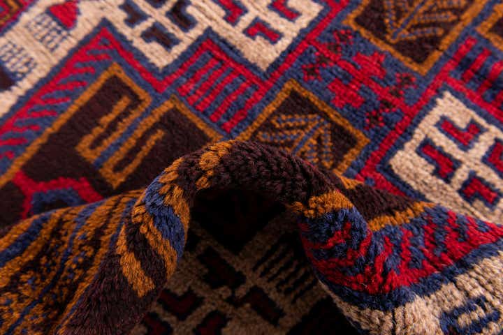 3' x 4' 9 Hand Knotted Balouch Persian Wool Rug