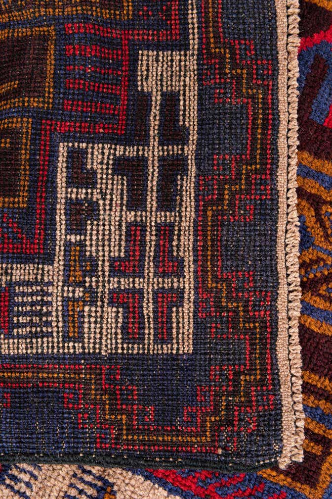 3' x 4' 9 Hand Knotted Balouch Persian Wool Rug