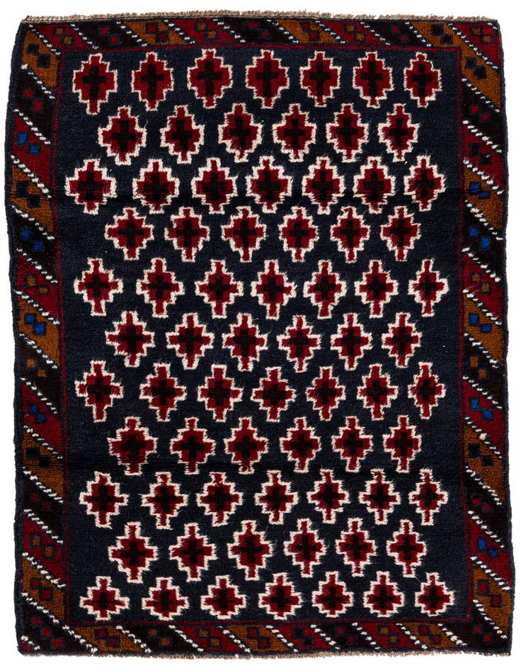 Detail image of 2' 10 x 4' 5 Hand Knotted Balouch Persian Wool Rug