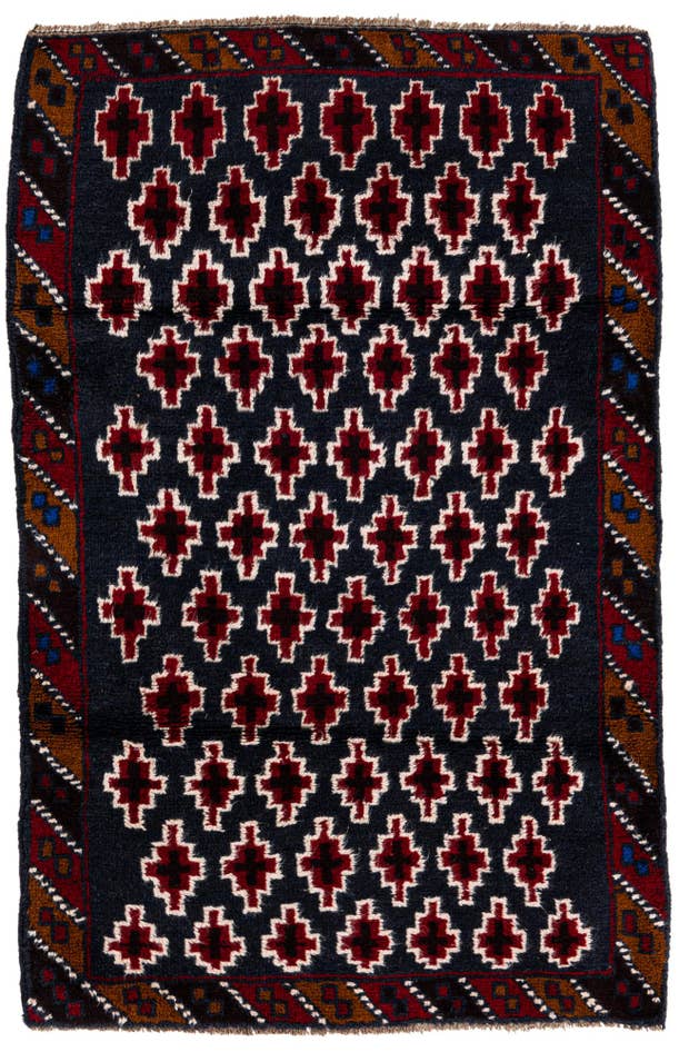 Detail image of 2' 10 x 4' 5 Hand Knotted Balouch Persian Wool Rug