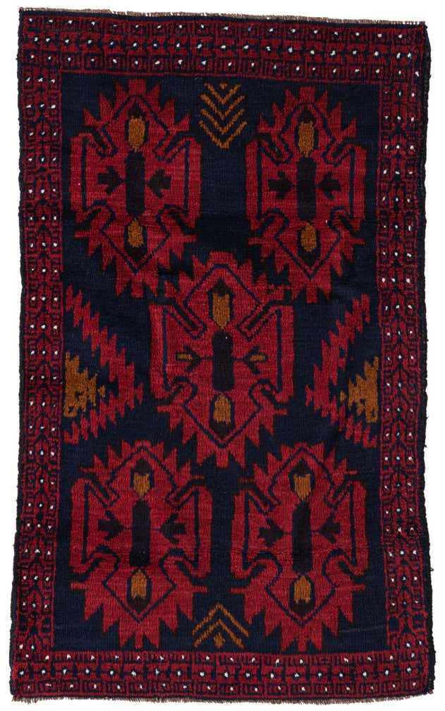 2' 9 x 4' 7 Hand Knotted Balouch Persian Wool Rug