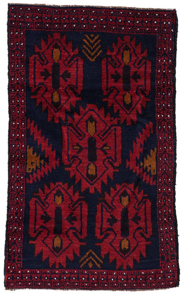 Detail image of 2' 9 x 4' 7 Hand Knotted Balouch Persian Wool Rug