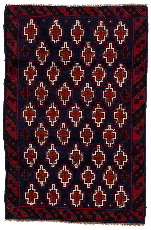 Detail image of 2' 10 x 4' 5 Hand Knotted Balouch Persian Wool Rug