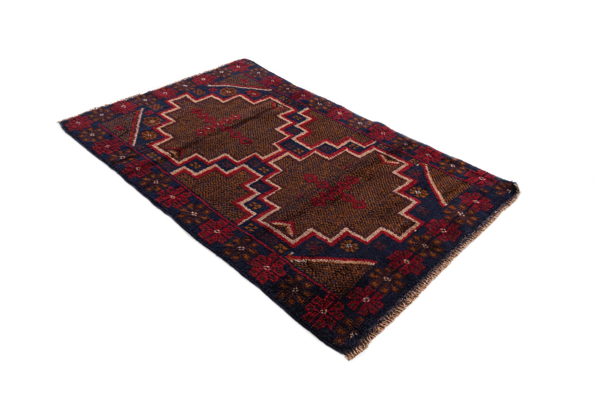 2' 9 x 4' 7 Hand Knotted Balouch Persian Wool Rug