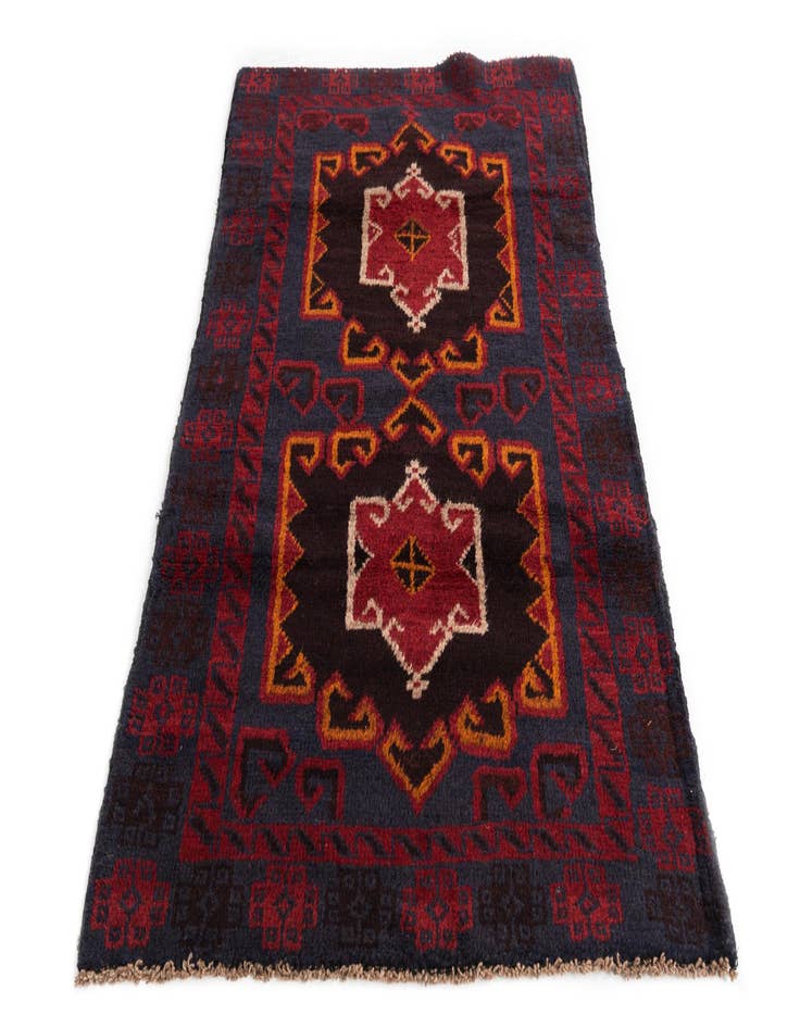 Detail image of 2' 9 x 4' 8 Hand Knotted Balouch Persian Wool Rug