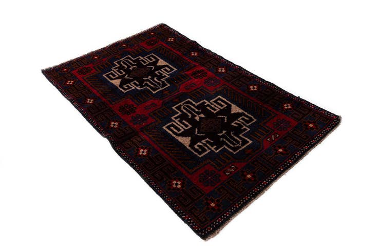 Detail image of 2' 10 x 4' 9 Hand Knotted Balouch Persian Wool Rug