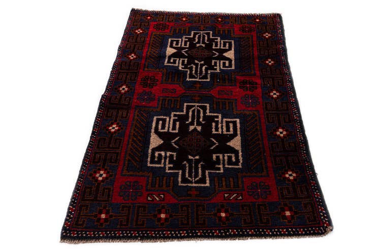 Detail image of 2' 10 x 4' 9 Hand Knotted Balouch Persian Wool Rug
