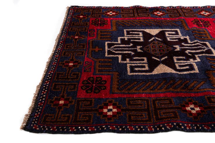 Detail image of 2' 10 x 4' 9 Hand Knotted Balouch Persian Wool Rug