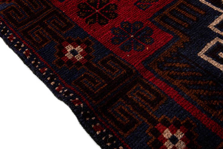 Detail image of 2' 10 x 4' 9 Hand Knotted Balouch Persian Wool Rug
