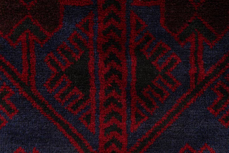 Detail image of 2' 10 x 4' 6 Hand Knotted Balouch Persian Wool Rug