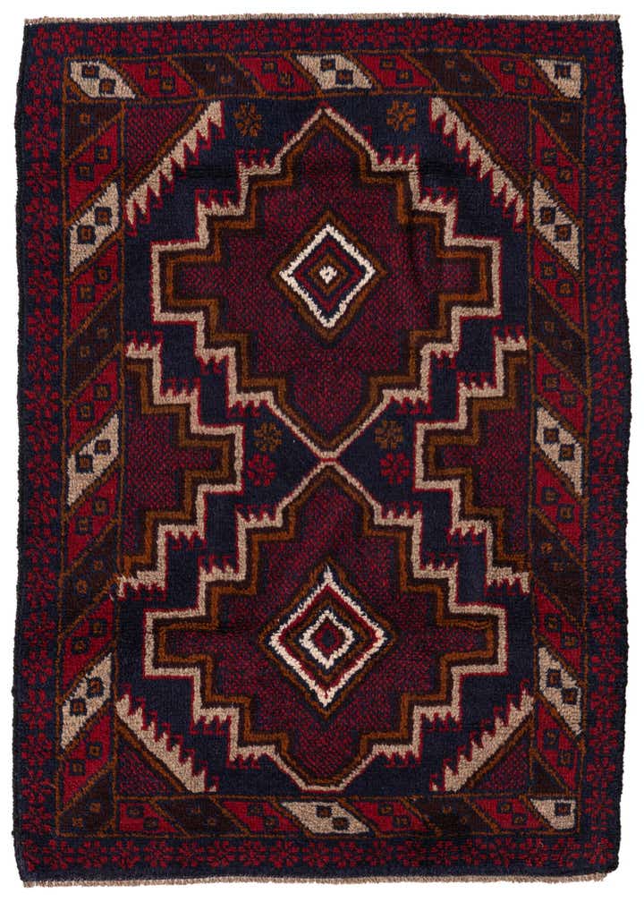 3' x 4' 5 Hand Knotted Balouch Persian Wool Rug