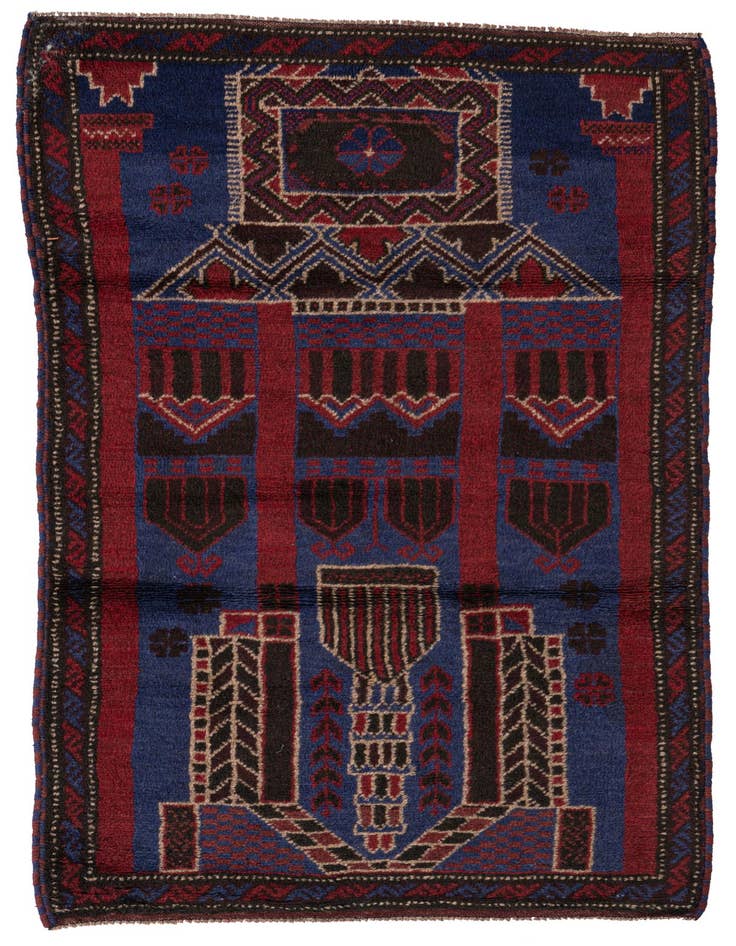 Detail image of 2' 10 x 4' 10 Hand Knotted Balouch Persian Wool Rug