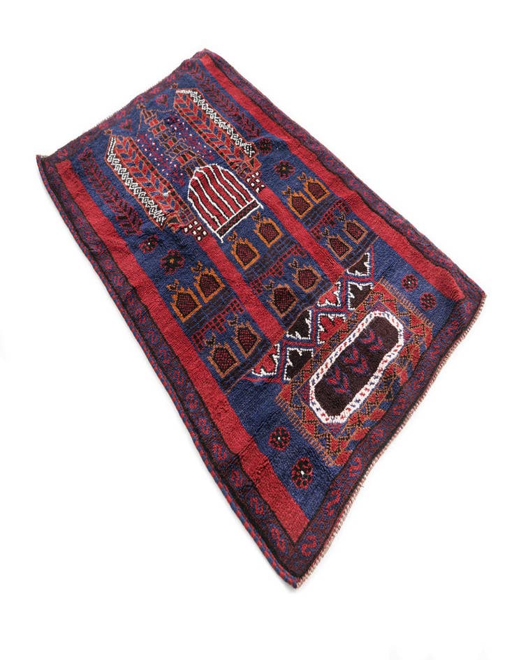 Detail image of 3' 2 x 4' 10  Hand Knotted Balouch Persian Wool Rug