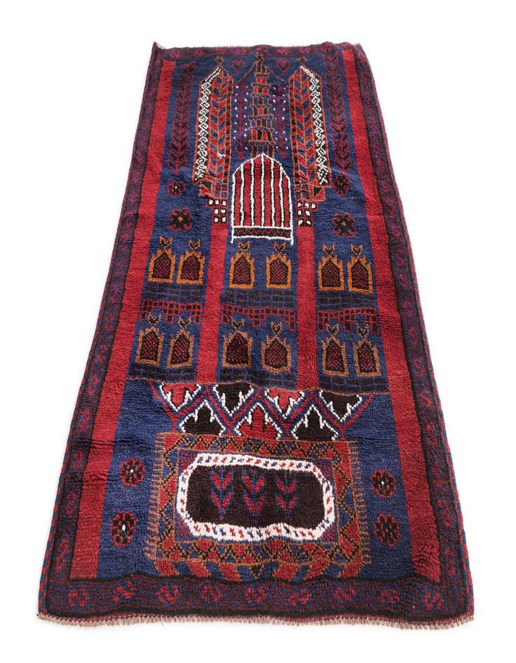 Detail image of 3' 2 x 4' 10  Hand Knotted Balouch Persian Wool Rug