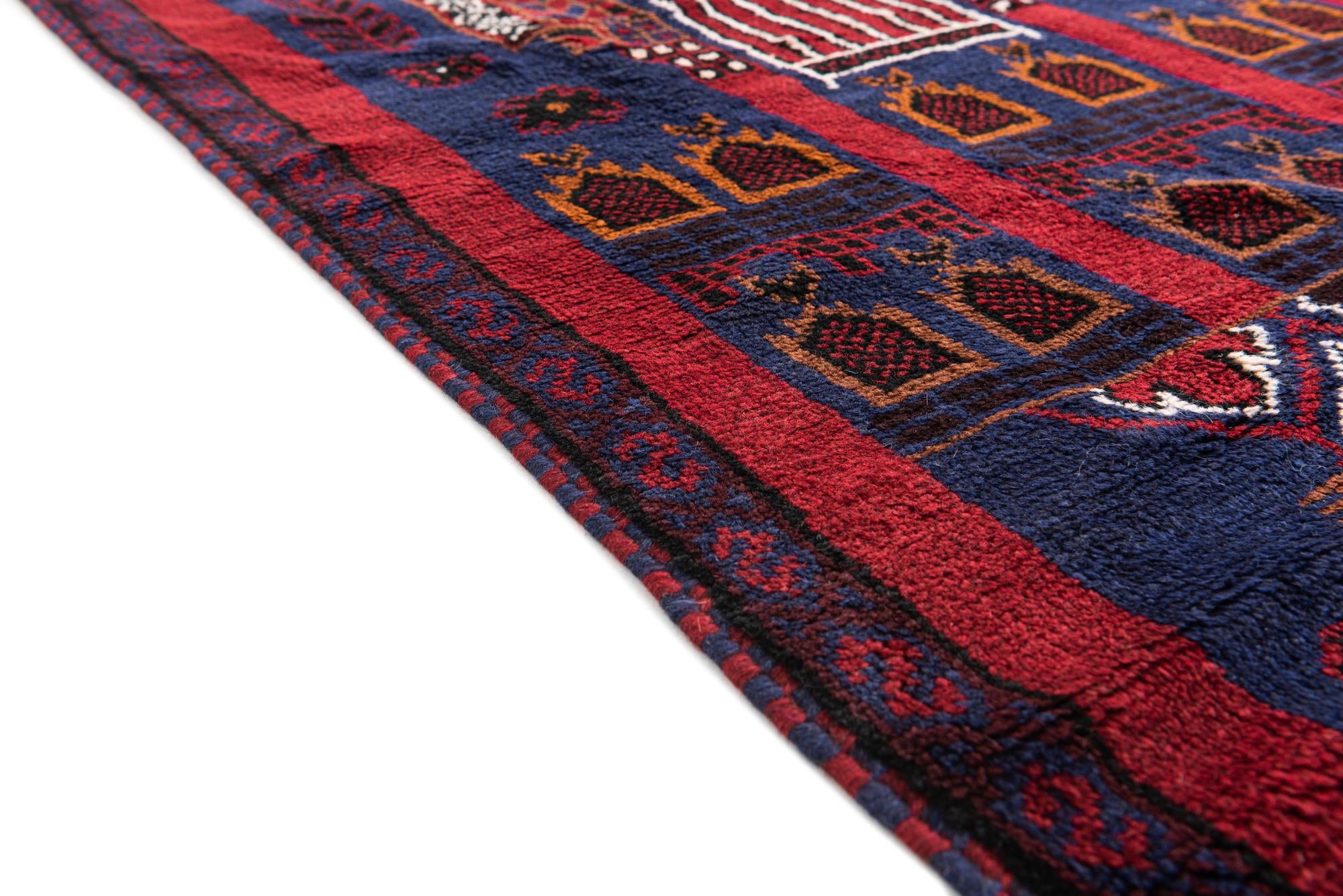3' 2 x 4' 10 Hand Knotted Balouch Persian Wool Rug