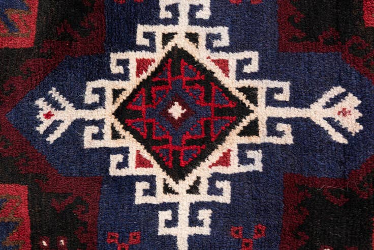 Detail image of 3' x 4' 6 Hand Knotted Balouch Persian Wool Rug