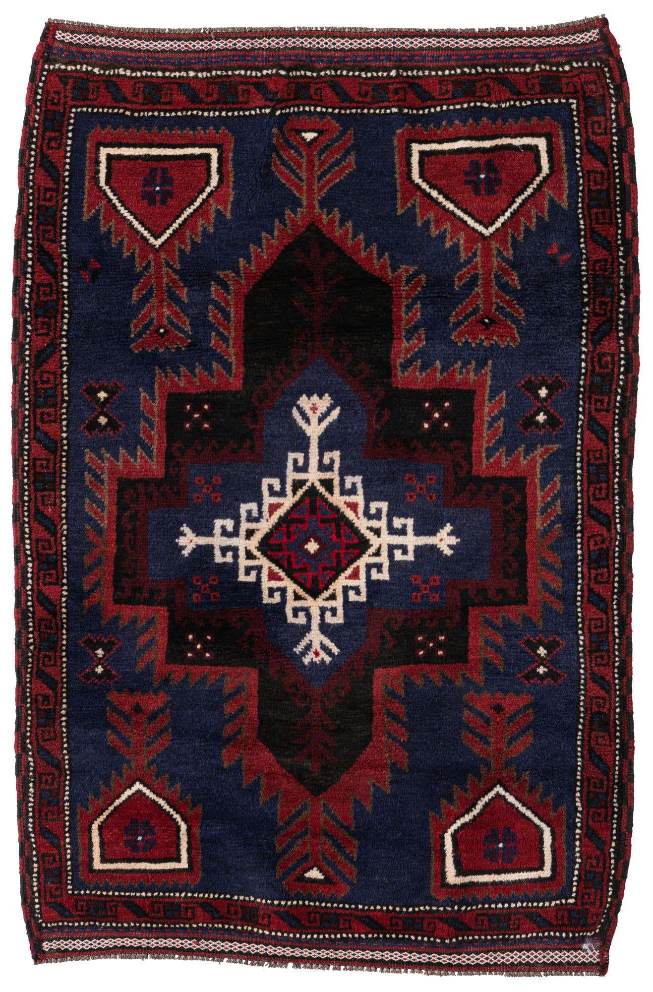 3' x 4' 6 Hand Knotted Balouch Persian Wool Rug