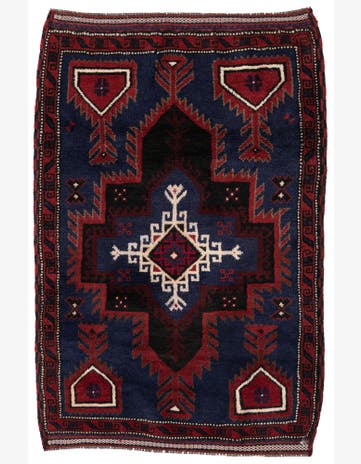 3' x 4' 6 Hand Knotted Balouch Persian Wool Rug