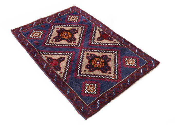 Detail image of 2' 11 x 4' 7 Hand Knotted Balouch Persian Wool Rug