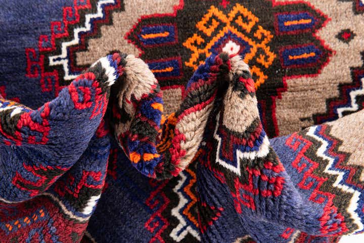 2' 11 x 4' 7 Hand Knotted Balouch Persian Wool Rug