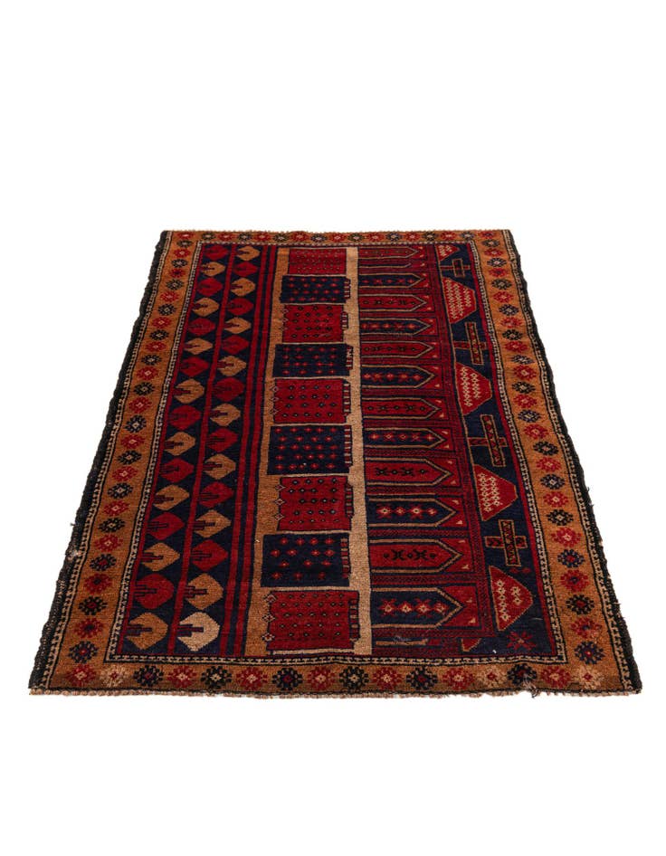 Detail image of 3' x 4' 4 Hand Knotted Balouch Persian Wool Rug