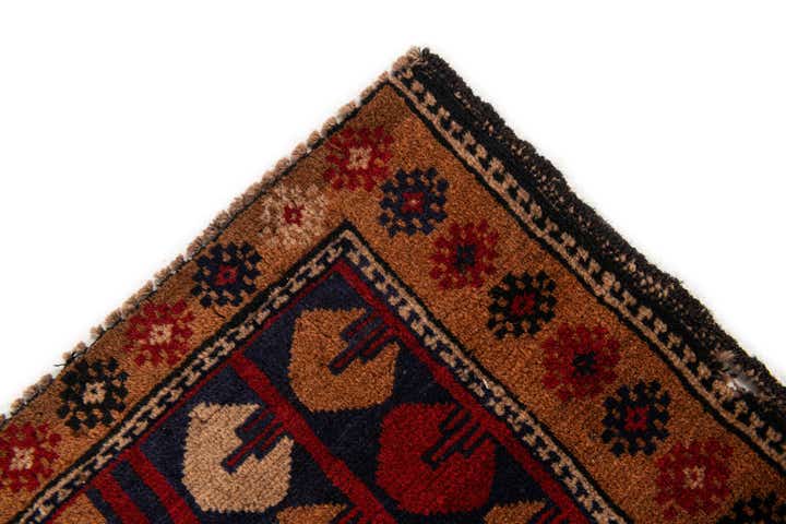 3' x 4' 4 Hand Knotted Balouch Persian Wool Rug