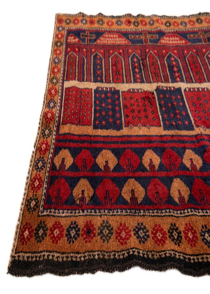3' x 4' 4 Hand Knotted Balouch Persian Wool Rug