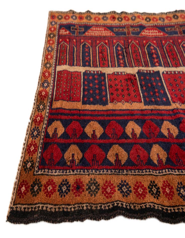 Detail image of 3' x 4' 4 Hand Knotted Balouch Persian Wool Rug