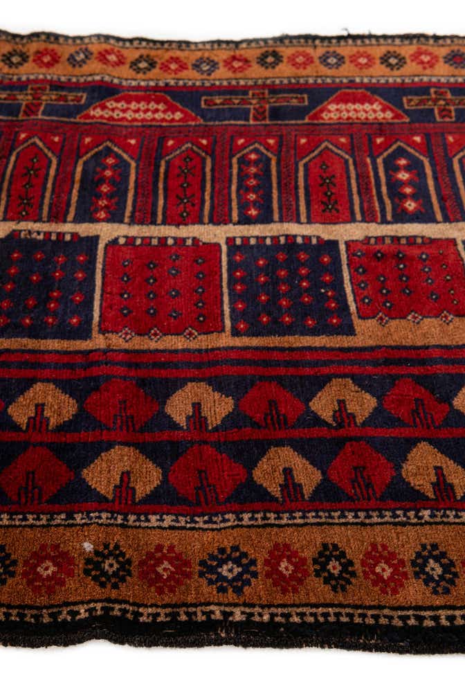 3' x 4' 4 Hand Knotted Balouch Persian Wool Rug