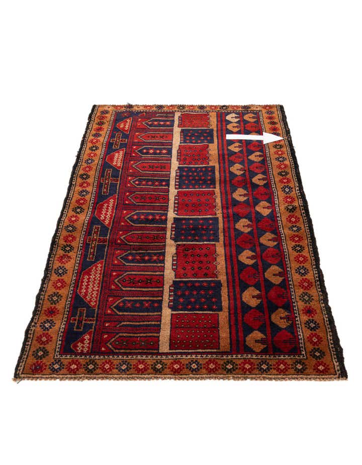 3' x 4' 4 Hand Knotted Balouch Persian Wool Rug