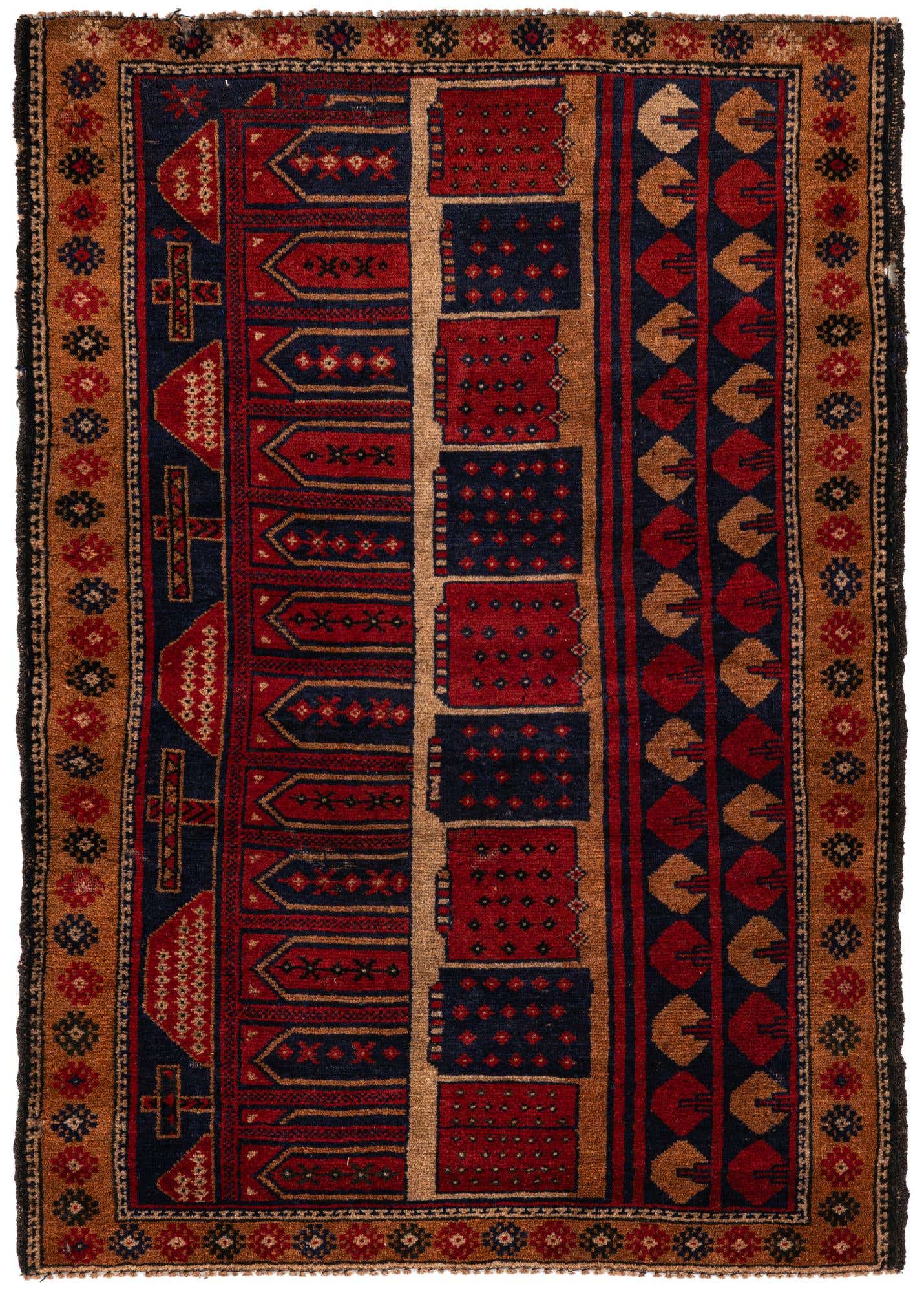 3' x 4' 4 Hand Knotted Balouch Persian Wool Rug