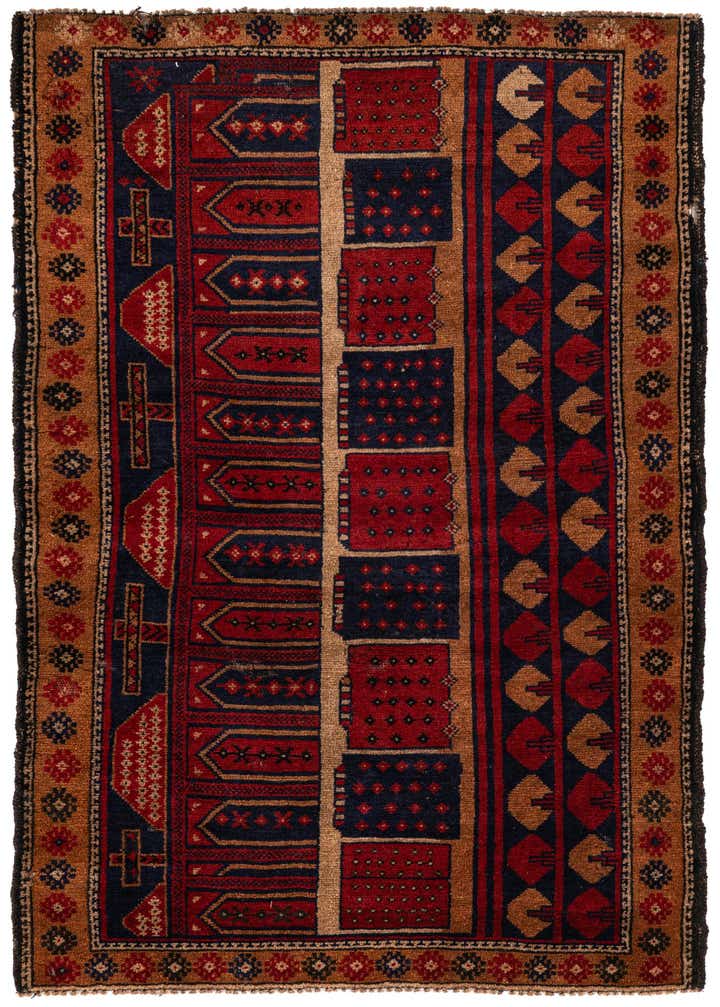 3' x 4' 4 Hand Knotted Balouch Persian Wool Rug
