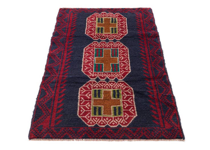 Detail image of 2' 10 x 4' 6 Hand Knotted Balouch Persian Wool Rug