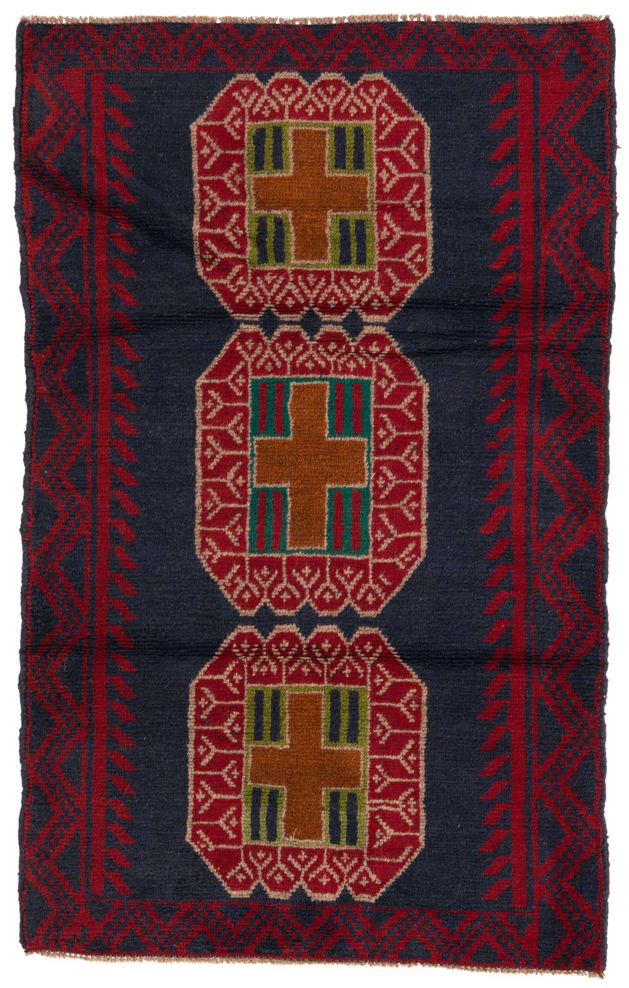 2' 10 x 4' 6 Hand Knotted Balouch Persian Wool Rug